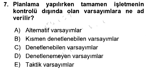İşletme Yönetimi 2022-2023 Yaz Okulu Sınavı - 7. soru
