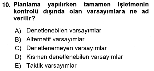 İşletme Yönetimi 2024-2025 Yaz Okulu Sınavı - 10. soru