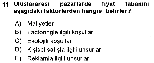 Küresel Pazarlama 2016-2017 3 Ders Sınavı - 11. soru