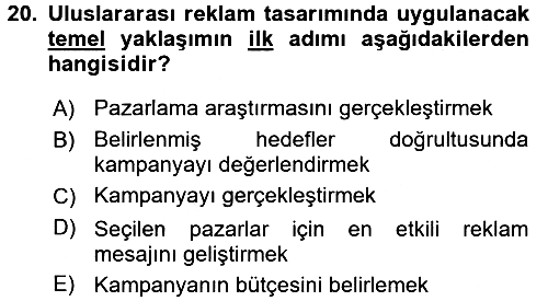 Küresel Pazarlama 2016-2017 3 Ders Sınavı - 20. soru