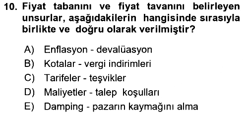 Küresel Pazarlama 2017-2018 3 Ders Sınavı - 10. soru