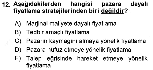 Küresel Pazarlama 2017-2018 3 Ders Sınavı - 12. soru