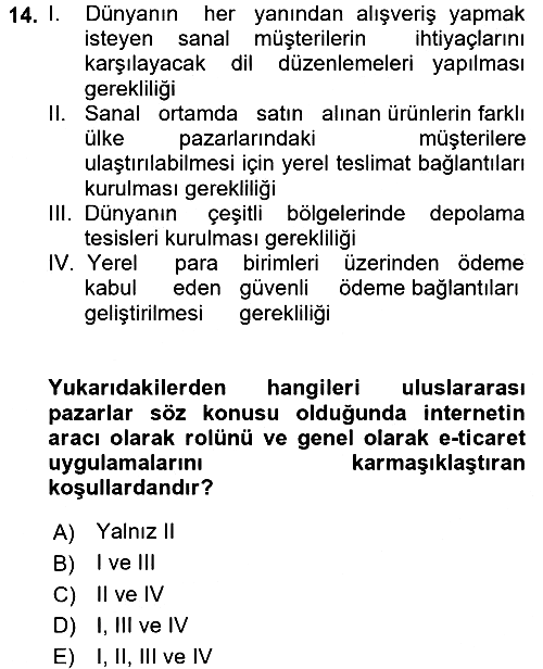 Küresel Pazarlama 2017-2018 3 Ders Sınavı - 14. soru