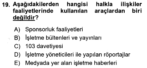 Küresel Pazarlama 2018-2019 3 Ders Sınavı - 19. soru