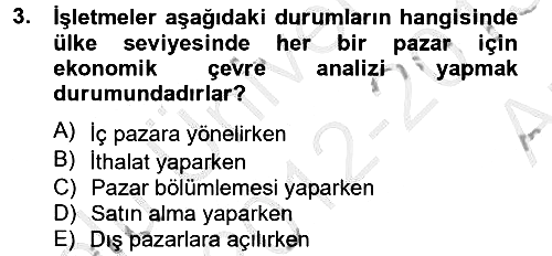 Küresel Pazarlama 2012-2013 Ara Sınav - 3. soru