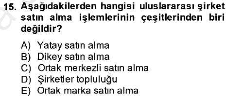 Küresel Pazarlama 2012-2013 Ara Sınav - 15. soru
