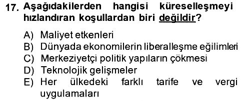Küresel Pazarlama 2012-2013 Ara Sınav - 17. soru