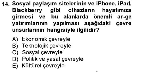 Küresel Pazarlama 2013-2014 Ara Sınav - 14. soru
