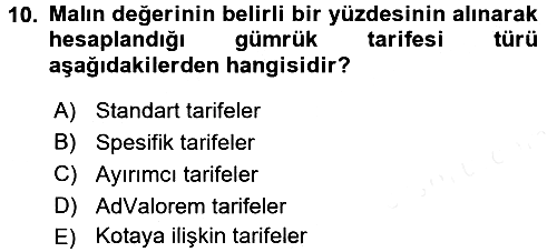 Küresel Pazarlama 2017-2018 Ara Sınav - 10. soru