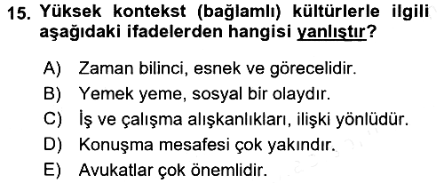 Küresel Pazarlama 2017-2018 Ara Sınav - 15. soru