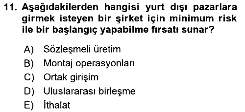 Küresel Pazarlama 2023-2024 Ara Sınav - 11. soru