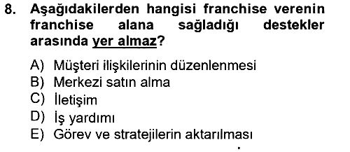 Küresel Pazarlama 2012-2013 Dönem Sonu Sınavı - 8. soru
