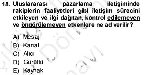 Küresel Pazarlama 2013-2014 Dönem Sonu Sınavı - 18. soru