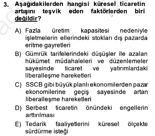 Küresel Pazarlama 2014-2015 Dönem Sonu Sınavı - 3. soru