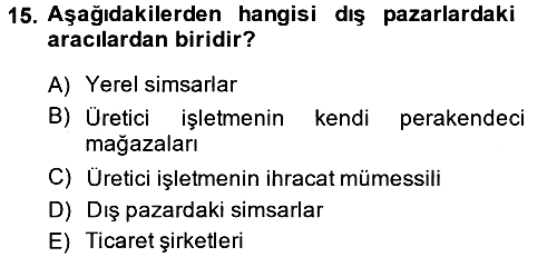 Küresel Pazarlama 2014-2015 Dönem Sonu Sınavı - 15. soru