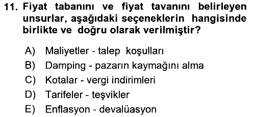 Küresel Pazarlama 2015-2016 Dönem Sonu Sınavı - 11. soru
