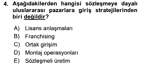 Küresel Pazarlama 2016-2017 Dönem Sonu Sınavı - 4. soru