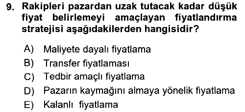 Küresel Pazarlama 2016-2017 Dönem Sonu Sınavı - 9. soru