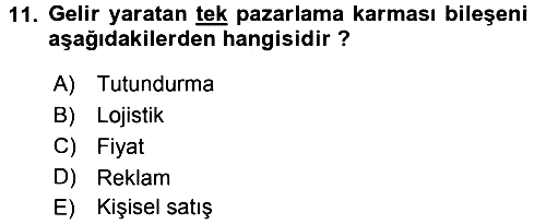 Küresel Pazarlama 2016-2017 Dönem Sonu Sınavı - 11. soru