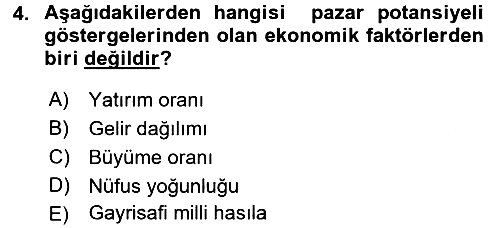 Küresel Pazarlama 2017-2018 Dönem Sonu Sınavı - 4. soru