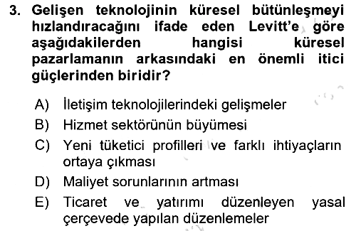Küresel Pazarlama 2021-2022 Dönem Sonu Sınavı - 3. soru