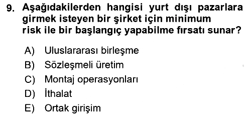 Küresel Pazarlama 2021-2022 Dönem Sonu Sınavı - 9. soru