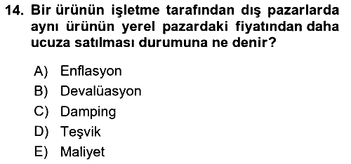 Küresel Pazarlama 2021-2022 Dönem Sonu Sınavı - 14. soru