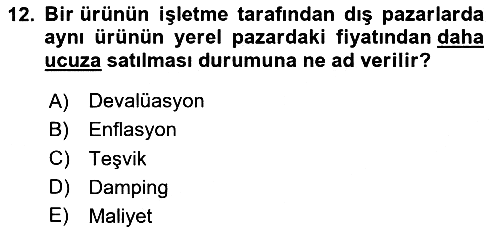Küresel Pazarlama 2023-2024 Dönem Sonu Sınavı - 12. soru