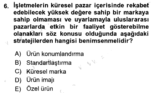 Küresel Pazarlama 2024-2025 Dönem Sonu Sınavı - 6. soru