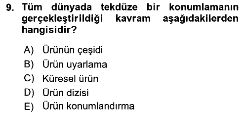 Küresel Pazarlama 2025-2026 Dönem Sonu Sınavı - 9. soru