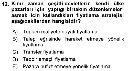 Küresel Pazarlama 2025-2026 Dönem Sonu Sınavı - 12. soru