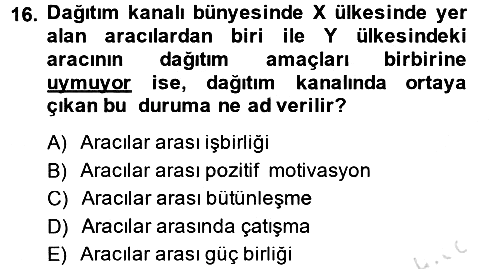 Küresel Pazarlama 2014-2015 Tek Ders Sınavı - 16. soru