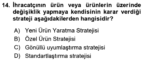 Küresel Pazarlama 2020-2021 Yaz Okulu Sınavı - 14. soru