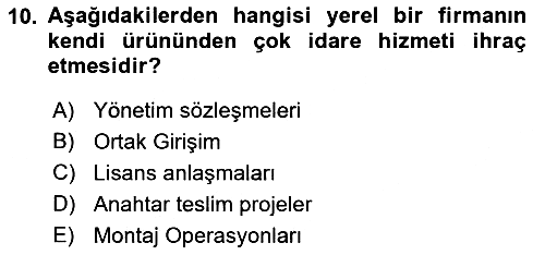 Küresel Pazarlama 2022-2023 Yaz Okulu Sınavı - 10. soru