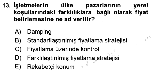 Küresel Pazarlama 2022-2023 Yaz Okulu Sınavı - 13. soru