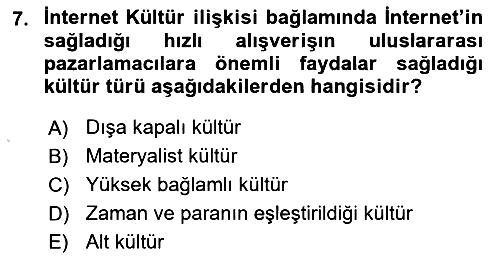 Küresel Pazarlama 2023-2024 Yaz Okulu Sınavı - 7. soru