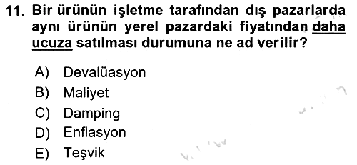 Küresel Pazarlama 2023-2024 Yaz Okulu Sınavı - 11. soru