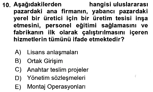 Küresel Pazarlama 2024-2025 Yaz Okulu Sınavı - 10. soru