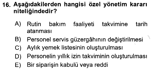 Maliyet Ve Yönetim Muhasebesi 2024-2025 Dönem Sonu Sınavı - 16. soru