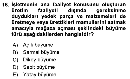 Maliyet Ve Yönetim Muhasebesi 2025-2026 Dönem Sonu Sınavı - 16. soru