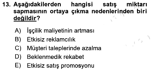 Maliyet Ve Yönetim Muhasebesi 2022-2023 Yaz Okulu Sınavı - 13. soru