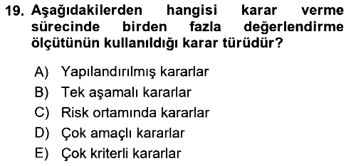 Maliyet Ve Yönetim Muhasebesi 2024-2025 Yaz Okulu Sınavı - 19. soru