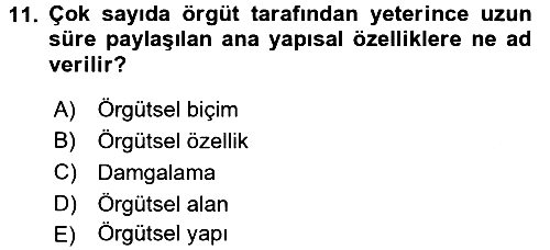 Örgüt Kuramı 2017-2018 Ara Sınav - 11. soru