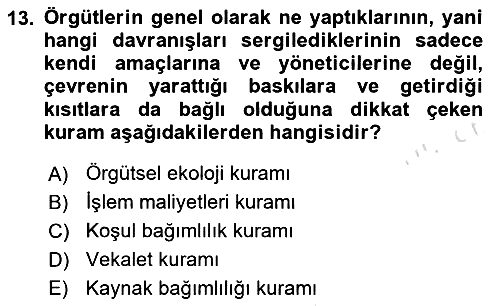 Örgüt Kuramı 2023-2024 Ara Sınav - 13. soru