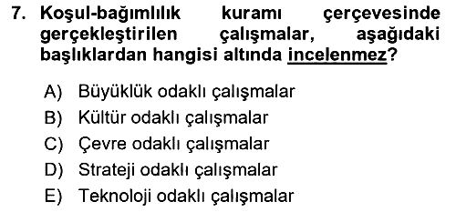 Örgüt Kuramı 2024-2025 Ara Sınav - 7. soru