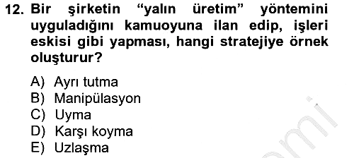 Örgüt Kuramı 2012-2013 Dönem Sonu Sınavı - 12. soru