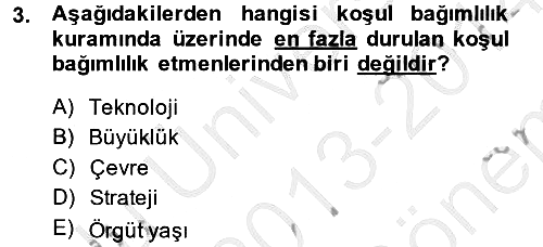 Örgüt Kuramı 2013-2014 Dönem Sonu Sınavı - 3. soru