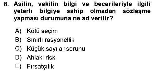 Örgüt Kuramı 2015-2016 Dönem Sonu Sınavı - 8. soru