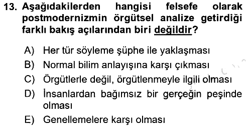 Örgüt Kuramı 2015-2016 Dönem Sonu Sınavı - 13. soru