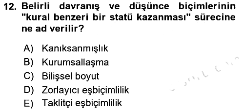 Örgüt Kuramı 2016-2017 Dönem Sonu Sınavı - 12. soru